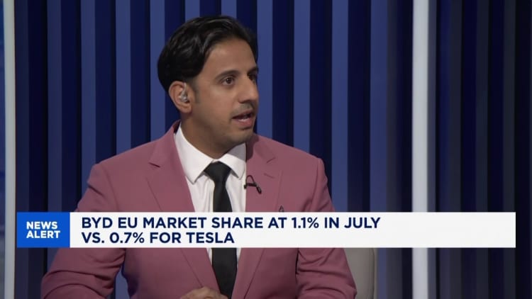 Tesla se verkope is 40% in Europa, terwyl BYD styg